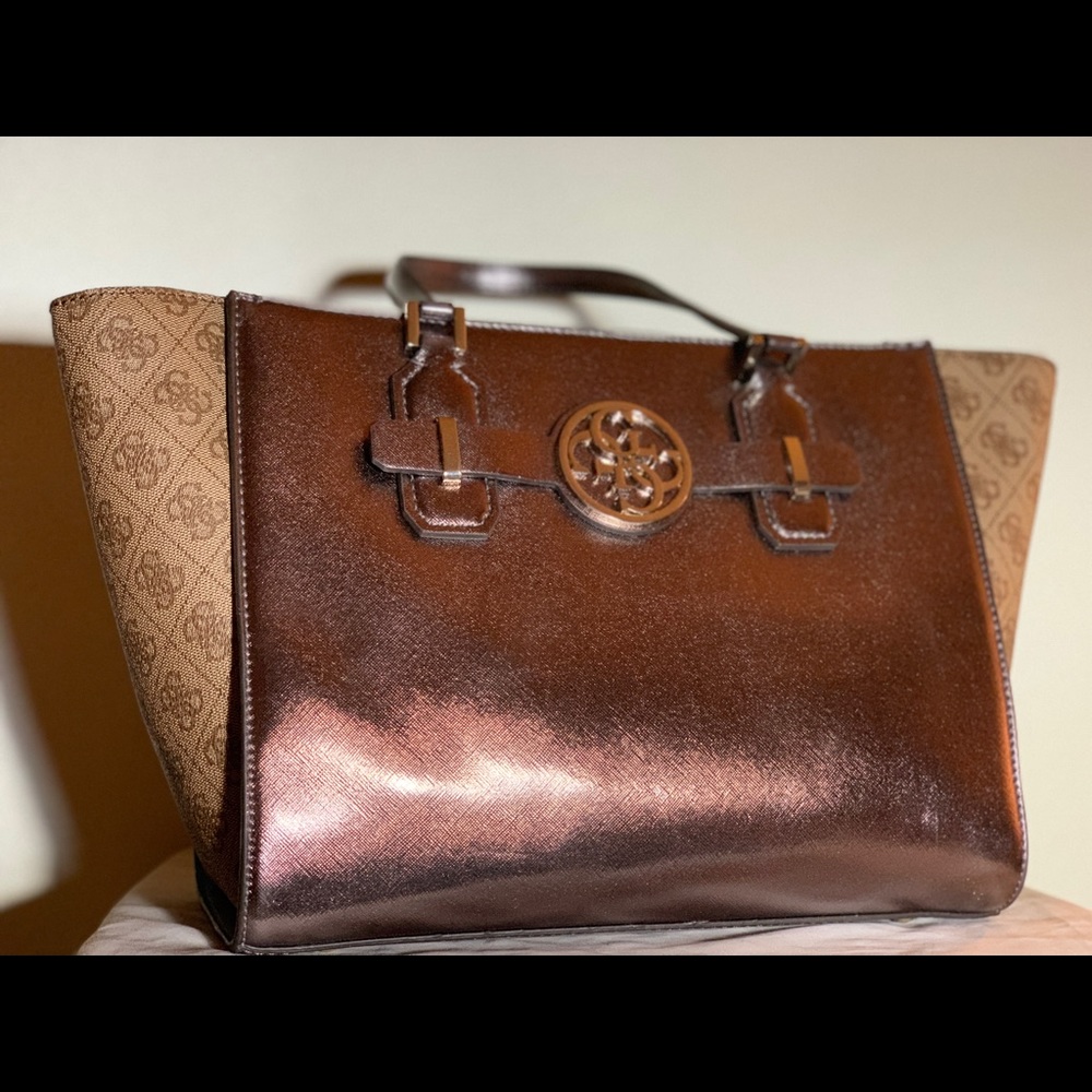 Guess Rose Gold/Tan Tote NWT